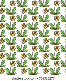 dandelion flower simple doodle seamless vector pattern