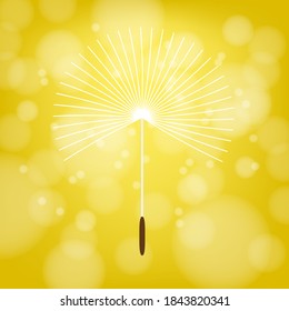 Dandelion Flower vector logo icon design template on yellow bokeh background. Modern Vector Illustration