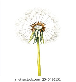 dandelion flower watercolor clipart illustration