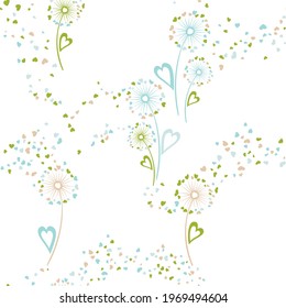 Der Lüster blüht ein hübsches, nahtloses Vektormuster. Textildruckdesign. Botanischer Kronleuchter mit Blumen, einzelne Illustration. Herzförmige Blütenblätter. Sommernahtlose Ornamente.
