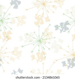 Dandelion flowers unusual vector seamless pattern.   Stylish repeating texture. Cute pastel print.