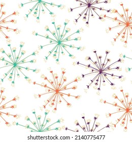 Dandelion flowers unusual vector seamless pattern. Stylish repeating texture. Cute pastel print.