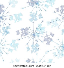 Dandelion flowers unusual vector seamless pattern.   Stylish repeating texture. Cute pastel print.