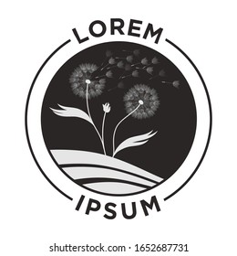 dandelion flowers, vector emblem logo template
