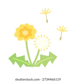 Dandelion and fluff illustration, cute