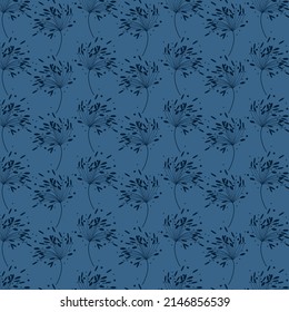 Fondo vectorial de canto de canto de dandelia, color azul de estilo plano