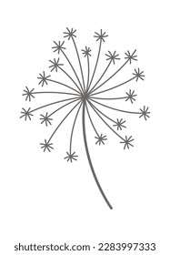Dandelion fluffy flower flat icon Floral design Round seed head. Vector illustration