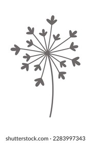 Dandelion fluffy flower flat icon Floral design. Vector illustration