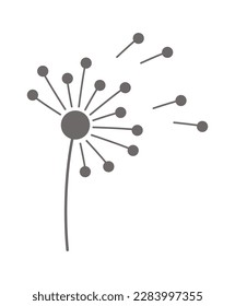 Dandelion florido flor florido icono plano Diseño floral Cabeza de semilla redonda. Ilustración del vector