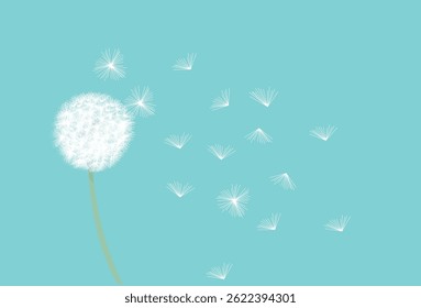 Dandelion flying in the air. Vector illustration.
