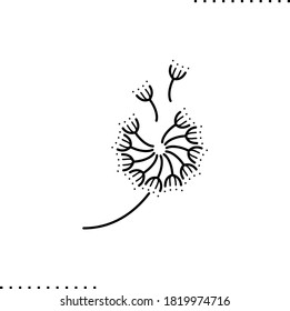 dandelion and flying seeds vector icon in outline