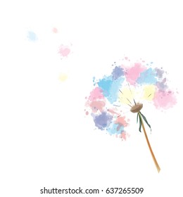 Dandelion grass flower, watercolor style, illustration vector. 