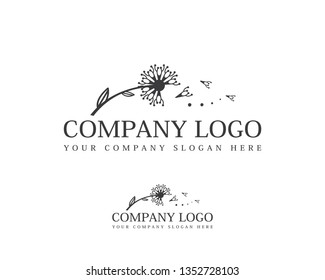 Dandelion hand drawn logo template