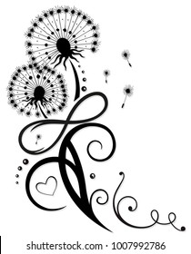 Dandelion with heart and infinity loop. Gift for Valentines Day and Mothers Day.
