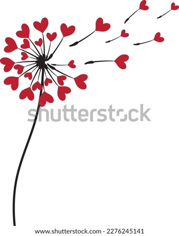 Dandelion with hearts isolated on white background