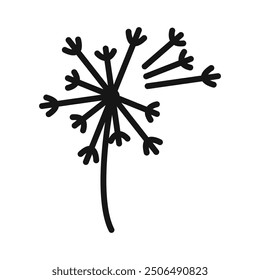 dandelion icon Black line art vector logo