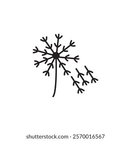 dandelion icon black and white vector outline sign