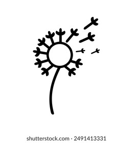 Icono de diente de león aislado sobre fondo blanco.
