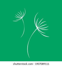 Dandelion icon on a green background vector.