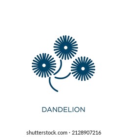 dandelion icon. Thin linear dandelion outline icon isolated on white background. Line vector dandelion sign, symbol for web and mobile