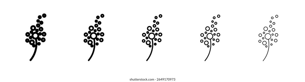 dandelion icon thin outline logo mark set