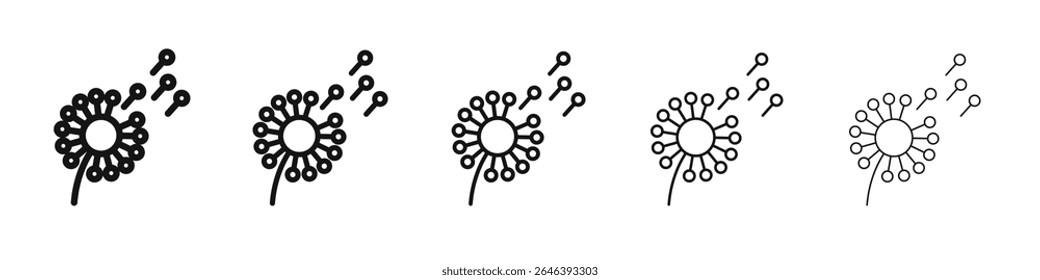 dandelion icon vector outline set illustration sign