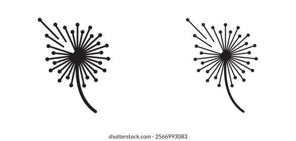 Dandelion icons in outline and fill. vector illustration for ui.