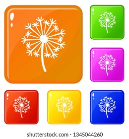 Dandelion icons set collection vector 6 color isolated on white background