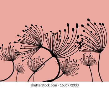 Dandelion illustration. Light background. Spring blossom. Flower pattern. Vector illustration background. Dandelion in abstract style