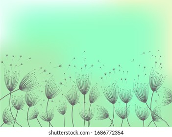 Dandelion illustration. Light background. Spring blossom. Flower pattern. Vector illustration background. Dandelion in abstract style