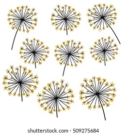 Dandelion illustration pattern. Dandelion seeds