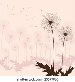 Dandelion in the Japanese style, background