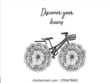 dandelion lettering quote vectoral design Discover your dreams vintage bicycle wheells fashion print patternmug design diaries positive quote.do what makes you happy  Inspirational .Modern Calligraphy