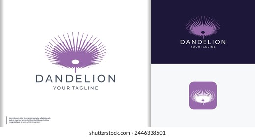 concepto de diseño de forma de línea circular abstracta del logotipo del diente de león.