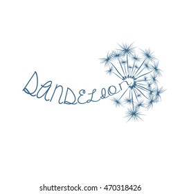 dandelion logo, blue dandelion seeds on white