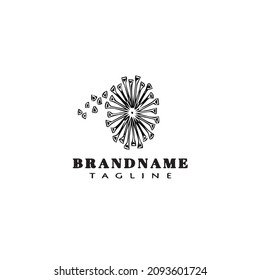 icono de dibujos animados del logo de dandelion plantilla creativa ilustración vectorial aislada negra moderna