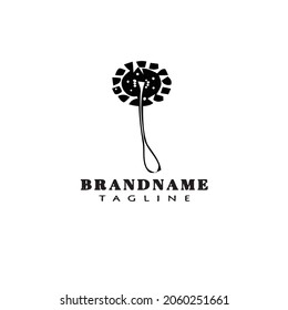 dandelion logo flat icon design template black modern isolated vector illustration