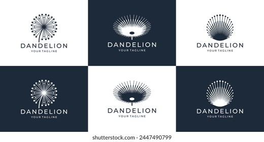 Conjunto de iconos de logotipo de diente de león. Ilustración simple de iconos de vector de logotipo de diente de león para una compañía perfecta.