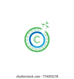 dandelion logo. letter c vector illustration eps 10