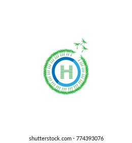 dandelion logo. letter h vector illustration eps 10