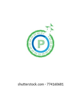 dandelion logo. letter p vector illustration eps 10