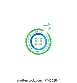 dandelion logo. letter u vector illustration eps 10