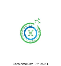 dandelion logo. letter x vector illustration eps 10