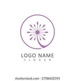 Dandelion logo simple vector and symbol