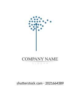 Dandelion logo and symbol flower illustration design