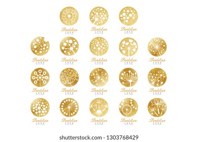 Dandelion logo template set, beautiful nature badge for your own design vector Illustrations