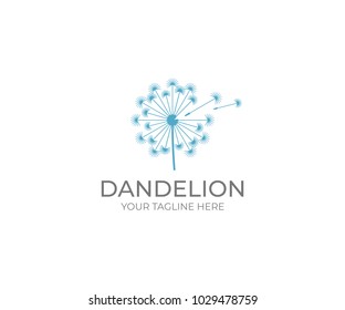 Dandelion logo template. Taraxacum flower vector design. Blowball illustration