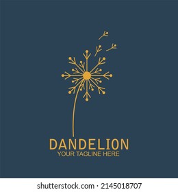 Dandelion logo vector illustration. Dandelion icon on blue background