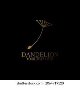 Dandelion logo vector illustration.Dandelion flower logo simple creative template on black background 