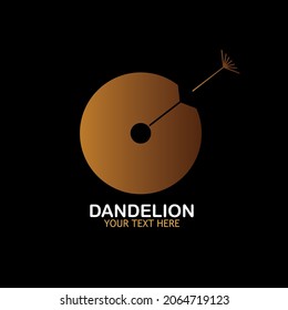 Dandelion logo vector illustration.Dandelion flower logo simple creative template on black background 